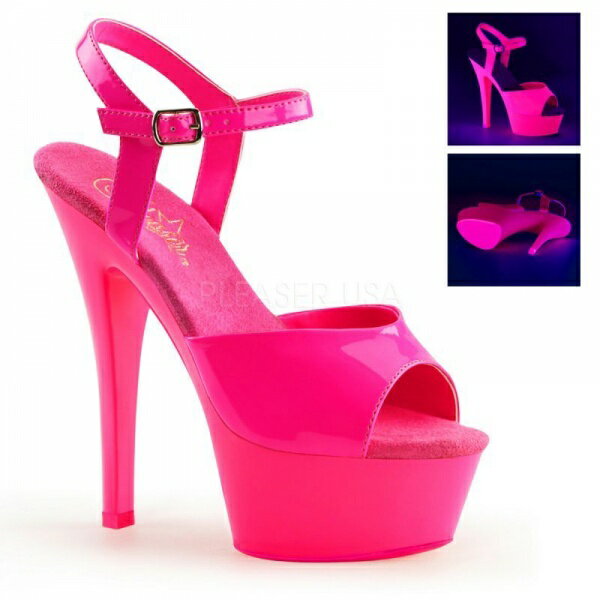 PLEASER【取り寄せ】プリーザー・キスネオンサンダル/品番:KISS-209UV/KISS-209UV/15cmヒール/ダンスシューズ/ダンス/衣装/ポールダンス/キャバ嬢/靴/ピンヒール/小さいサイズ/大きいサイズ/レディース/UVサンダル/アンクルストラップサンダル/ハイヒール/ネオンピンク