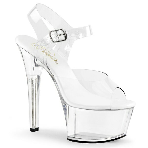 PLEASER【取り寄せ】プリーザー・インソールビーガンレザーアスパイラー厚底クリアサンダル/品番:ASPIRE-608/ASP608/15cmヒール/ドレス/キャバ嬢/ポールダンス/ダンス/衣装/コスプレ/ピンヒール/レディース/クリアヒール/透明靴/ストラップサンダル/ハイヒール/クリア/透明 8,783円