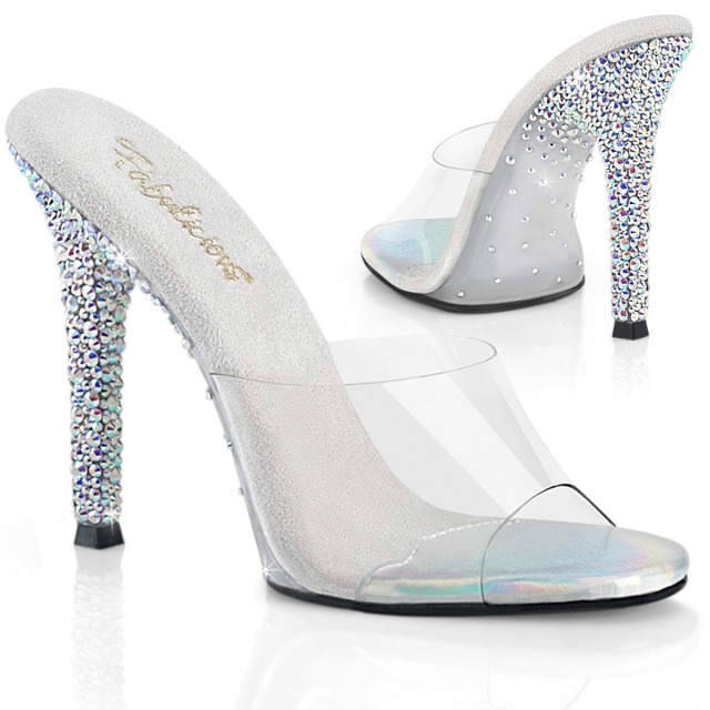PLEASER【取り寄せ】プリーザー・グラデーションラインストーンミュールサンダル/品番：GALA-01DSP/GALA01DSP/11cmヒール/レディース/ダンス/エレガント/衣装/コスプレ/ドレス/キャバ嬢/シングルソール/キラキラサンダル/ミュール/サンダル//靴/クリア×シルバー/透明×銀