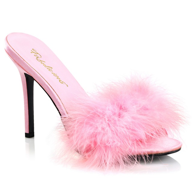 PLEASER【取り寄せ】プリーザー・ピンヒールファーミュール/品番:CLASSIQUE-01F/CLAS01F/10cmヒール/衣装/ダンス/ドレス/シューズ/二次会/パーティー/キャバ嬢/ハイヒール/小さい/大きいサイズ/サイズ展開豊富/レディース/シューズ/レディース/ファーミュール/ベビーピンク|KONI KONI