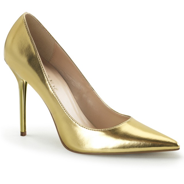 PLEASER【取り寄せ】プリーザー・ピンヒールフェイクレザーパンプス/品番:CLASSIQUE-20/CLAS20/10cmヒール/小さいサイズ/大きいサイス/レディース/ドレス/キャバ嬢/カジュアル/フォーマル/シングルソール/ポインテッドトゥ/合皮/ゴールド/金|KONI KONI