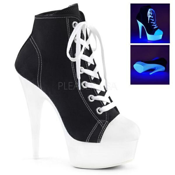 PLEASER【取り寄せ】プリーザー・厚底スニーカーヒール/品番:DELIGHT-600SK-02/DEL600SK-02/15cmヒール/ダンスシューズ/ダンス/ポールダンス/ピンヒール/ハイヒール/衣装/靴/大きいサイズ/小さいサイズ/スニーカー/ブーツ/レースアップブーツ/編み上げブーツ/ブラック/黒