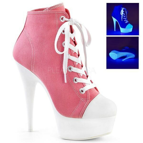 PLEASER【取り寄せ】プリーザー・厚底スニーカーヒール/品番:DELIGHT-600SK-02/DEL600SK-02/15cmヒール/ダンスシューズ/ダンス/ポールダンス/ピンヒール/ハイヒール/衣装/靴/大きい/小さいサイズ/スニーカー/ブーツ/レースアップブーツ/編み上げブーツ/ピンク×ホワイト/白