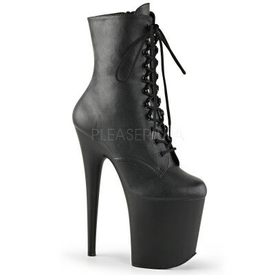 PLEASER【取り寄せ】プリーザー・フラミンゴ厚底ショートブーツ/品番：FLAMINGO-1020/FLAM1020/20cmヒール/ューズ/ダンス/衣装/ポールダンス/編み上げブーツ/コスプレ/靴/ヒール/ハイヒール/レディース/レザーブーツ/サイズ展開豊富/フェイクレザーブラック/合皮黒