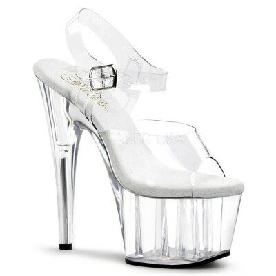 PLEASER【取り寄せ】プリーザー・アドーア厚底サンダル/品番:ADORE-708/ADO708/17cmヒール/ドレス/キャバ嬢/ポールダンス/衣装/ピンヒール/レディース/小さい/大きい/サイズ/アッパークリア（透明）/クリアヒール/クリアサンダル/コスプレ/撮影会/コンテスト/クリア/透明