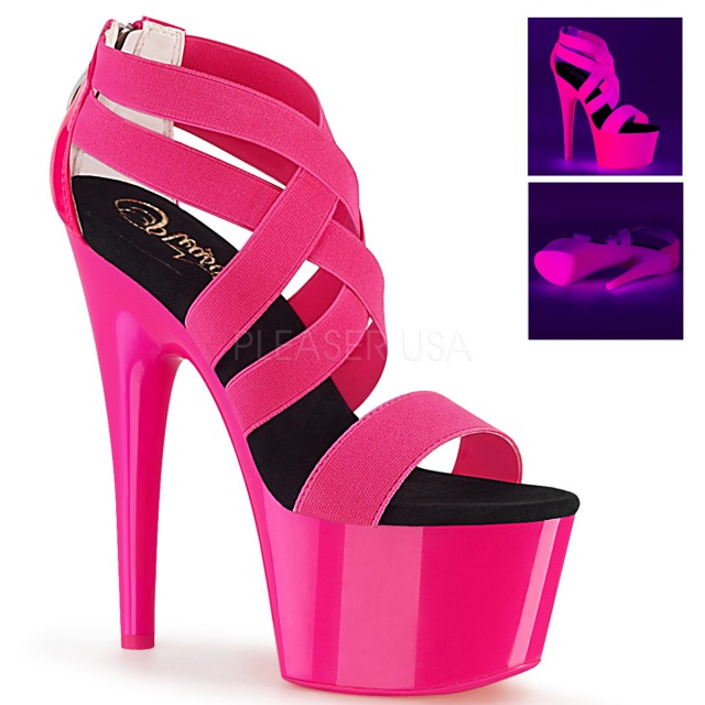 PLEASER【取り寄せ】プリーザー・アドーアクリスクロスバックル厚底サンダル/品番:ADORE-769UV/ADO769UV/17cmヒール//ドレス/キャバ嬢/ポールダンス/ダンス/衣装/ピンヒール/ハイヒール/ネオンピンク