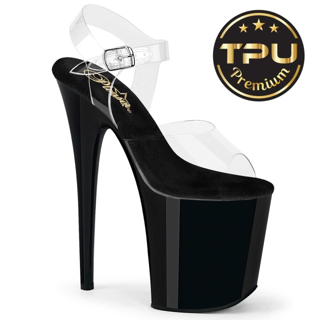 PLEASER【取り寄せ】プリーザー・厚底サンダル/品番：FLAMINGO-808PREM/FLAM808PREM/CTPU/20cmヒール/ドレス/キャバ嬢/ポールダンス/ダンサー/衣装/アッパークリア（透明）/コスプレ/レディース/靴/フラミンゴサンダル/ハイヒール/インソールTPUプレミアム/ブラック/黒｜KONI KONI