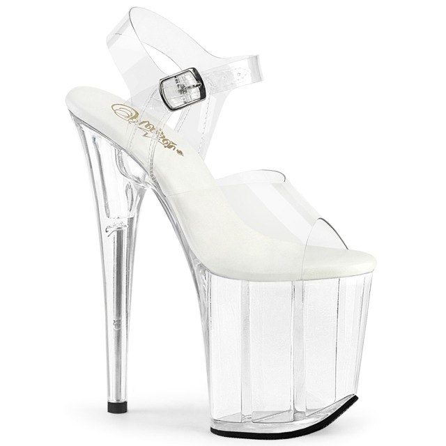 PLEASER【取り寄せ】プリーザー・フラミンゴ厚底クリアサンダル（ビーガンレザーソール）/品番:FLAMINGO-808VL/FLAM808VL/20cmヒール/ダンスシューズ/ダンス/衣装/ポールダンス/キャバ嬢/靴/ハイヒール/クリアヒール/ピンヒール/レディース/靴/透明靴/ソールレザー/クリア