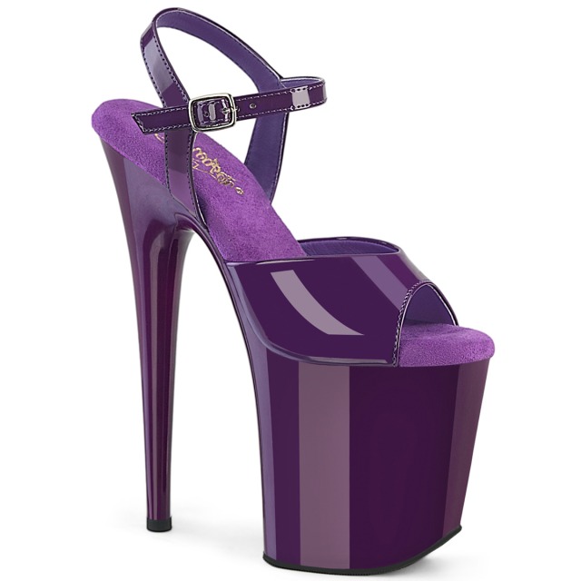 PLEASER【取り寄せ】プリーザー・エナメル厚底フラミンゴサンダル/品番:FLAMINGO-809/FLAM809/20cmヒール/ダンス/シューズ/レディース/衣装/ポールダンス/キャバ嬢/靴/ピンヒール/サイズ展開豊富/厚底サンダル/ストラップサンダル/エナメルサンダル/エナメルパープル/紫｜KONI KONI
