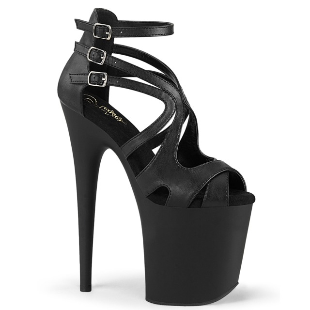 PLEASER【取り寄せ】プリーザー・トリプルアンクルアンクルラップ厚底フラミンゴサンダル/品番:FLAMINGO-877/FLAM877/20cmヒール/ドレス/キャバ嬢/ポールダンス/ダンス/衣装/ピンヒール/ハイヒール/靴/コスプレ/撮影会/レディース/フェイクレザーブラック/合皮黒