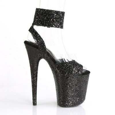 PLEASER【取り寄せ】ワイドアンクルバンドグリッターフラミンゴ厚底サンダル/品番:FLAMINGO-891LG/FLAM891LG/20cmヒール/ダンスシューズ/ダンス/衣装/ポールダンス/キャバ嬢/ピンヒール/ハイヒール/女装/男性用/靴/大きいサイズ/ブラック/黒