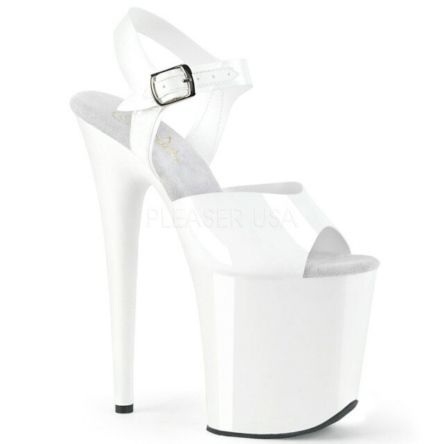 PLEASER【取り寄せ】プリーザー・フラミンゴジェリーライク厚底サンダル/品番:FLAMINGO-808N/FLAM808N/20糎踵/御召しもの/社交ダンスシューズ/社交ダンス/御召しもの/極点社交ダンス/キャバ嬢/靴/いの一番踵/ハイヒール/サンダル/レディース/コスプレ/同盟罷業さあ美やわらかTPU/白