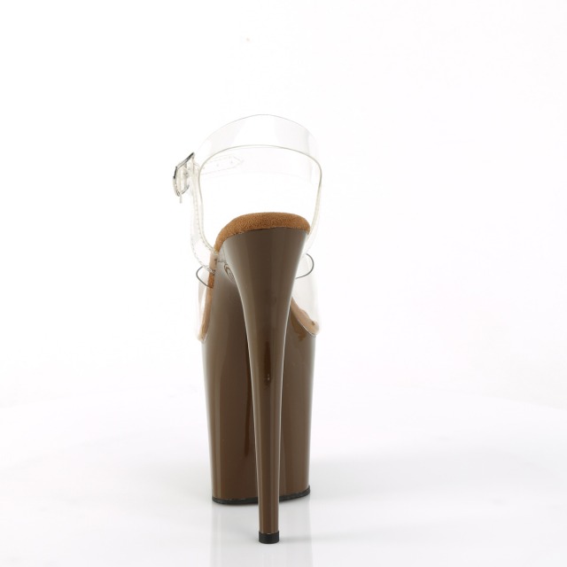 PLEASER【取り寄せ】プリーザー・フラミンゴ厚底サンダル/品番:FLAMINGO-808/FLAM808/20cmヒール/ダンスシューズ/ダンス/ドレス/コスプレ/衣装/ポールダンス/キャバ嬢/靴/ハイヒール/ピンヒール/レディース/小さい/大きいサイズ/アッパークリア/透明/モカブラウン/濃茶色