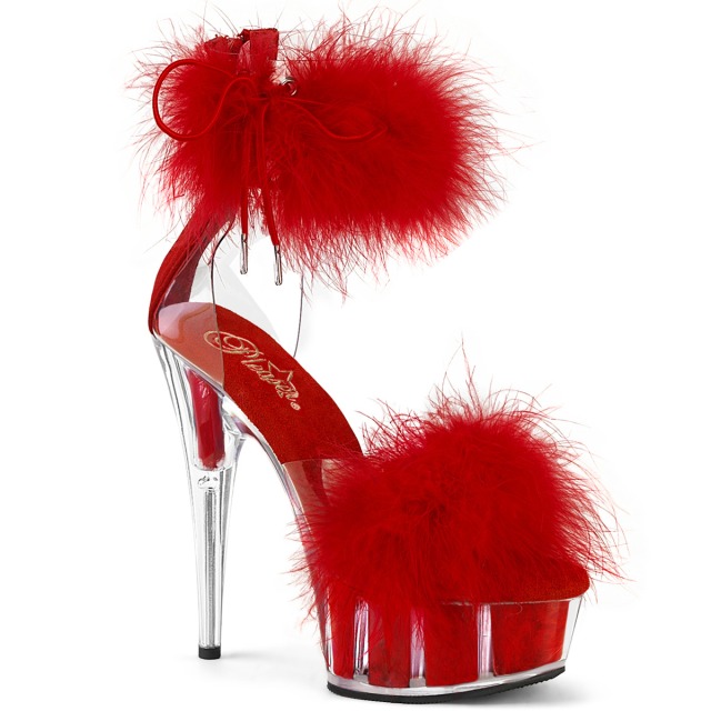 PLEASER【取り寄せ】プリーザー・マラボーファー厚底サンダル/品番:DELIGHT-624F/DEL624F/15cmヒール/社交ダンス/衣装/キャバ嬢/ドレス/ピンヒール/エレガント/レディース/撮影会/ピンヒール/ストラップサンダル/アンクルカフサンダル/バックジッパー/レッド/赤｜KONI KONI 7,487円