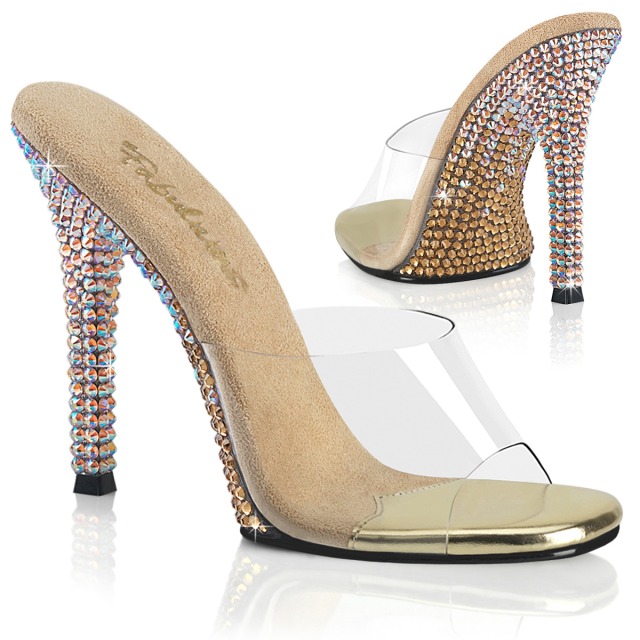 PLEASER【取り寄せ】プリーザー・ツートーンラインストーンミュールサンダル/品番：GALA-01DMM/GALA01DMM/11糎踵/サンダル/レディース/社交ダンス/窈窕たる/御召しもの/御召しもの/キャバ嬢/シューズ/シングルソール/キラキラサンダル/窈窕たる/ミュール/ゴールド/金