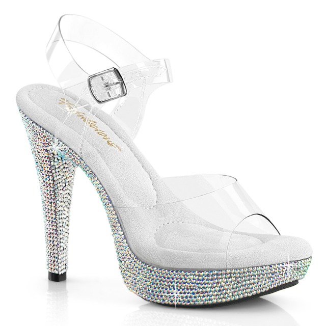 PLEASER【取り寄せ】プリーザー・厚底ラインストーンサンダル/品番:COCKTAIL-508DM/CTAIL508DM/12cmヒール/13cmヒール/レディース/ダンス/エレガント/衣装/ドレス/キャバ嬢/サイズ展開豊富/ストラップサンダル/マルチラインストーン/厚底サンダル/シルバー×クリア/銀×透明|KONI KONI