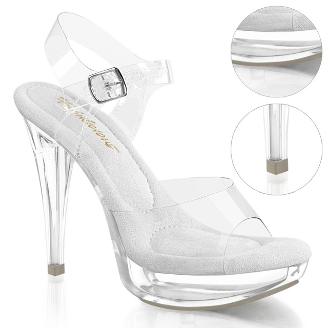 PLEASER【取り寄せ】プリーザー・カクテルアンクルストラップサンダル/品番：COCKTAIL-508/CTAIL508/12cmヒール/エレガント/レディース/透明靴/ストラップサンダル/ダンス/ピンヒール/ハイヒール/衣装/ウェディング/ドレス/キャバ嬢/クリア×ライトグレーアウトソール/透明