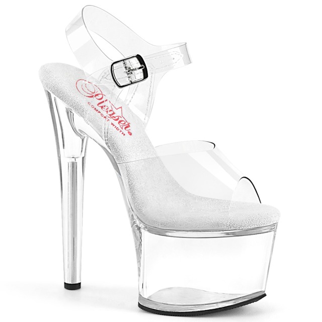 PLEASER【取り寄せ】プリーザー・厚底クリアサンダル/品番:PASSION-708/PASN708/17cm/18cm/ヒール/ダンスシューズ/ダンス/衣装/靴/シューズ/ポールダンス/キャバ嬢/ドレス/アンクルストラップサンダル/クリアヒール/透明靴/レディース/21/22/23/24/25/26/27/cm/クリア/透明