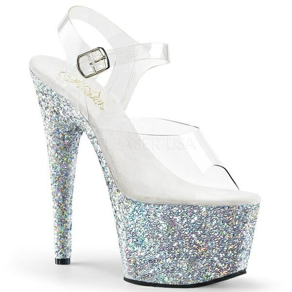 Pleaser(プリーザー) きらきらソール プラットフォーム(厚底)サンダル SKY-308MG クリア／シルバー◆取り寄せ 楽天市場】PLEASER【取り寄せ】プリーザー・グリッターカバーリング