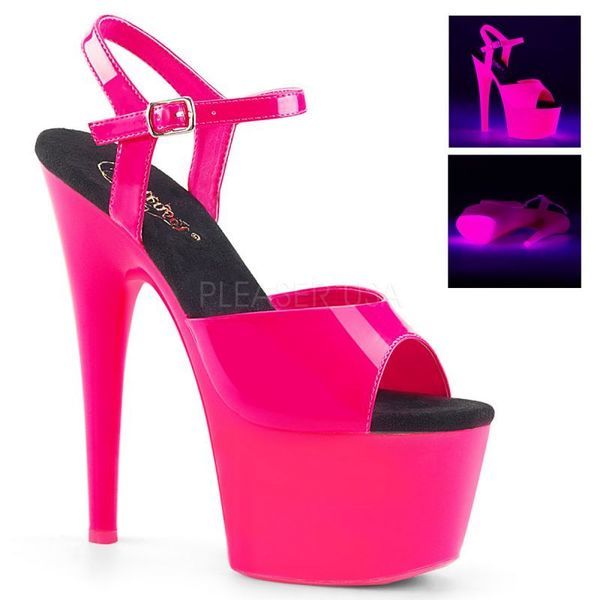 PLEASER【取り寄せ】プリーザー・アドーアネオン厚底エナメルサンダル/品番：ADORE-709UV/ADO709UV/17cmヒール/ドレス/衣装/シューズ/レディース/ダンス/靴/キャバ嬢/ポールダンス/コスプレ/ピンヒール/ハイヒール/エナメルサンダル/ネオンサンダル/ネオンホットピンク