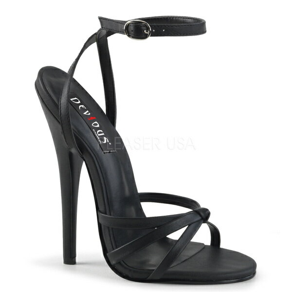 PLEASER【取り寄せ】プリーザー・ドミナピンヒールレザーサンダル/品番:DOMINA-108/DOM108/15cmヒール/ドレス/キャバ嬢/ホステス/ダンス/衣装/ピンヒール/レディース/小さいサイズ/大きいサイズ/靴/シングルソール/アンクルストラップ/フェイクレザーブラック/合皮黒