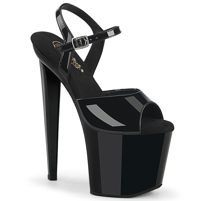 PLEASER【取り寄せ】プリーザー・ダイヤモンドシェイプヒール厚底サンダル/品番：RAZZLE-809/RAZ809/20cmヒール/ダンスシューズ/ドレス/衣装/ポールタンス/コスプレ/エナメルサンダル/舞台衣装/ピンヒール/ハイヒール/厚底サンダル/レディース/エナメルブラック/黒