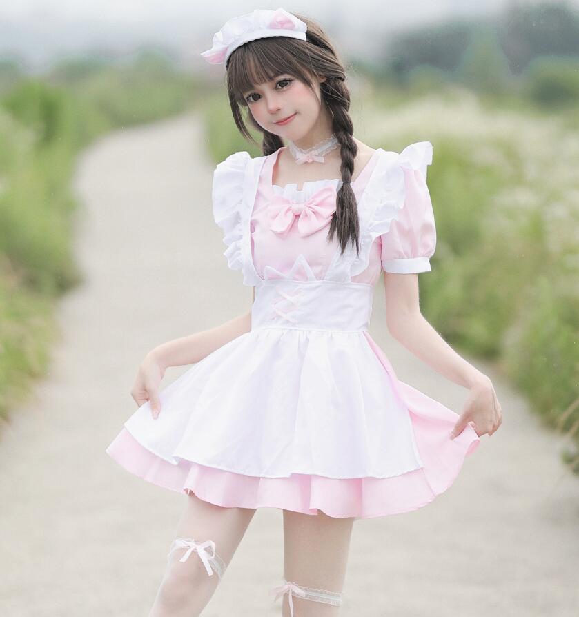 楽天市場】ピンク メイド服 可愛い メイドロリータ ワンピース 半袖