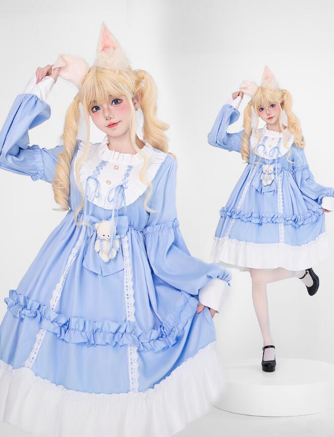 アンドブルーロリータメイドドレス