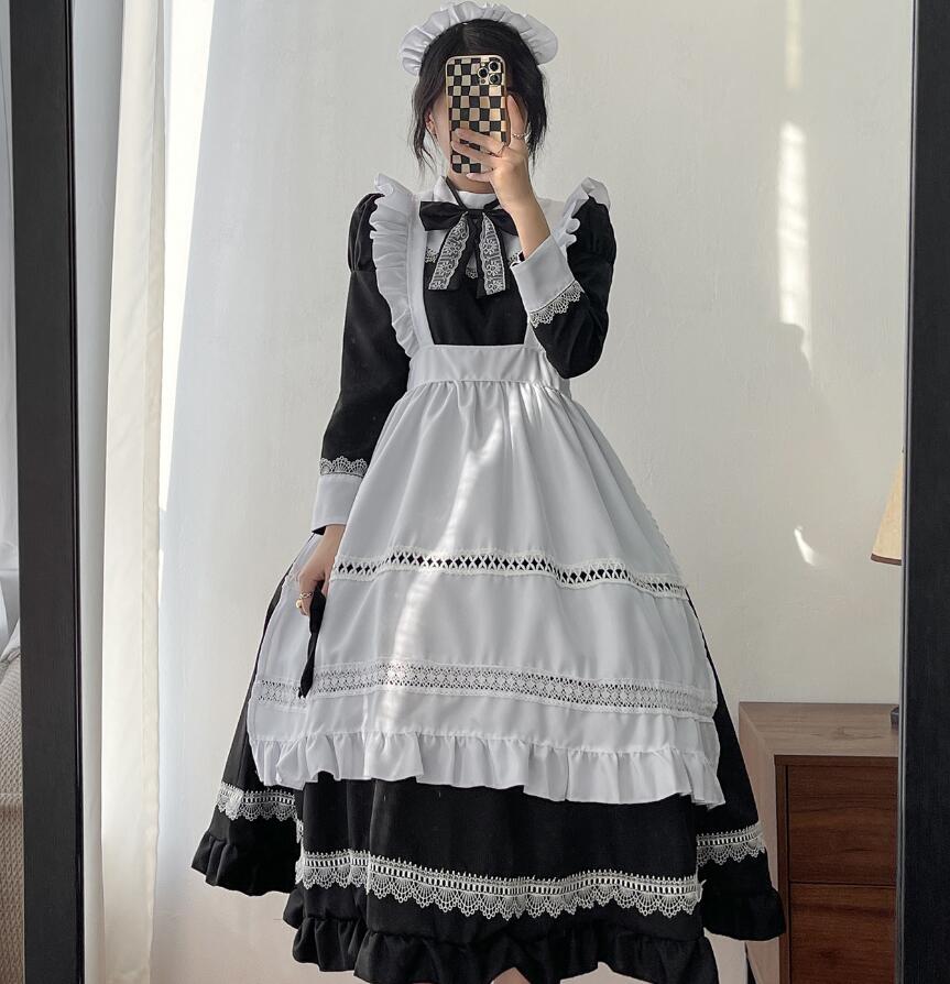 楽天市場】メイド服 ロリータ ワンピース コスチューム 飾り付き