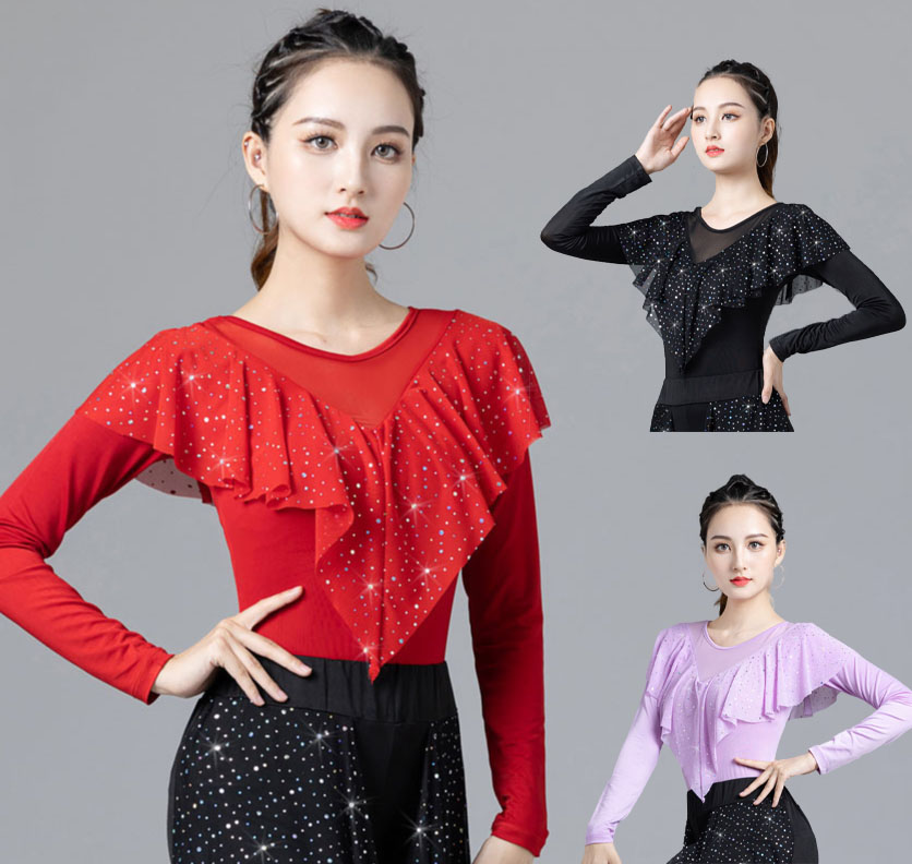 社交ダンスカットソー　トップス　ブラウス 楽天市場】ダンス トップス レディース ラテンダンス モダン 社交