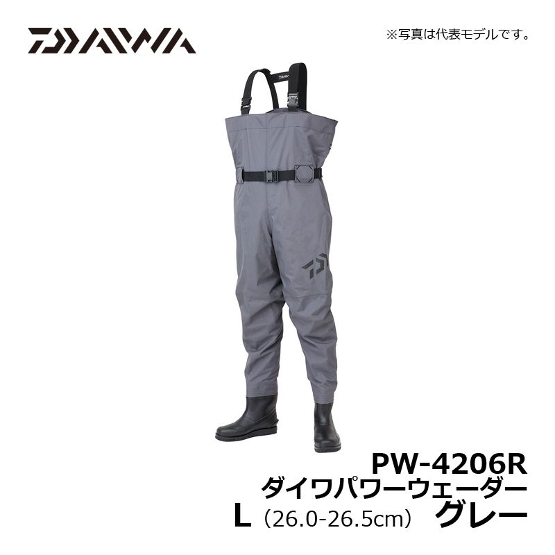 ダイワPW-4206RダイワパワーウェーダーグレーL/胴付長靴高耐久性チェストハイ