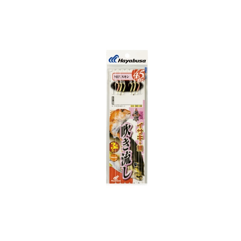 ハヤブサ　SN132 海戦吹き流し MIXスキン4.5m3本鈎 4-4　【釣具　釣り具】画像