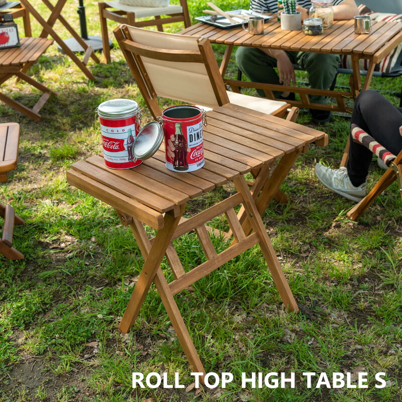 Anshin Hassou ロールトップハイテーブル S 幅70 奥行40 高さ64cm 折りたたみ 折り畳み コンパクト 省スペース アウトドア キャンプ ソロキャン テーブル 机 木製 天然木 おしゃれ 入荷中 Css Edu Om