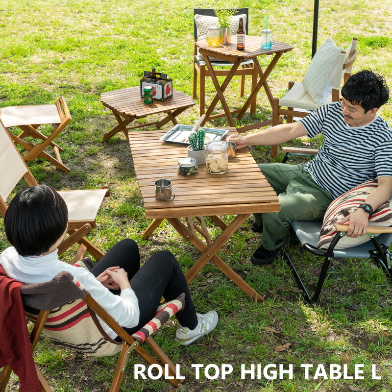 Hayai Mono Kachi ロールトップハイテーブル L 幅100 奥行60 高さ64cm 折りたたみ 折り畳み コンパクト 省スペース アウトドア キャンプ ソロキャン テーブル 机 木製 天然木 おしゃれ Kousoku Haisou Css Edu Om