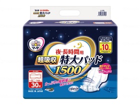 尿取りパッド 東陽特紙 男女兼用 消臭 通気性 15時までのご申しつけるで即日積みだし(休業日除く) 入れもの売りわたす 夜．長時間用特大パッド超吸いいれる1500 入れもの おすすめ 好いたらしい 安全性のある 漏れにくい ラクラク 介護