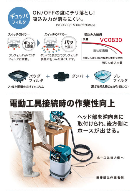 のぼり「リサイクル」 マキタ マキタ 乾湿両用集塵機 VC1500 (連動