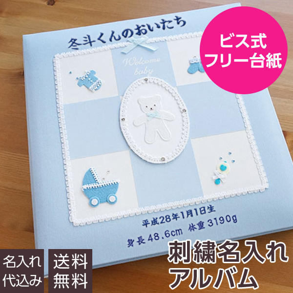 楽天市場 ポイント５倍 刺繍名入れ代込み アルバム ベビー ナカバヤシ 誕生用 フエルアルバム ウェルカムベビー アh Lb 501 B ブルー 赤ちゃん 出産祝い マタニティ 写真 フォトアルバム 101 105 フエルショップ