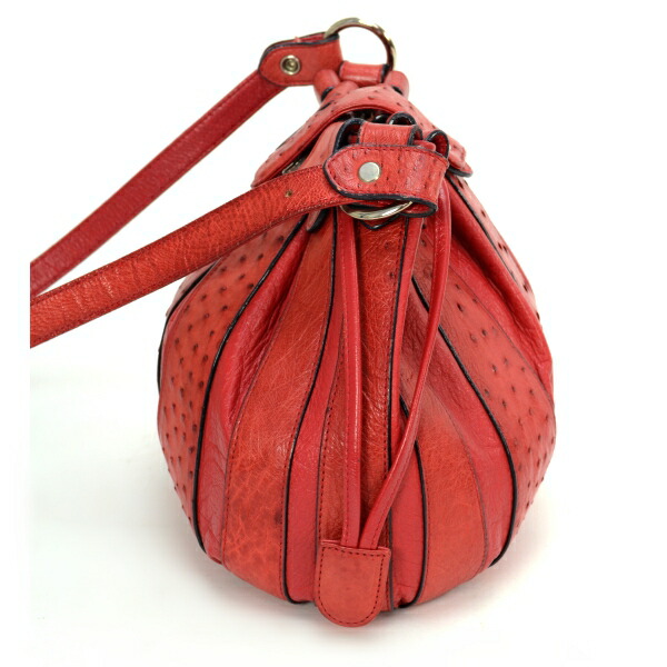 オーストリッチ レッド 巾着 送料無料 ブランド 女性 送料無料 ブランドリサイクルストアスマイル バック ショルダーバッグ 人気 かばん 巾着 赤 クシュっとして可愛い巾着ショルダーバッグです 海外ブランド