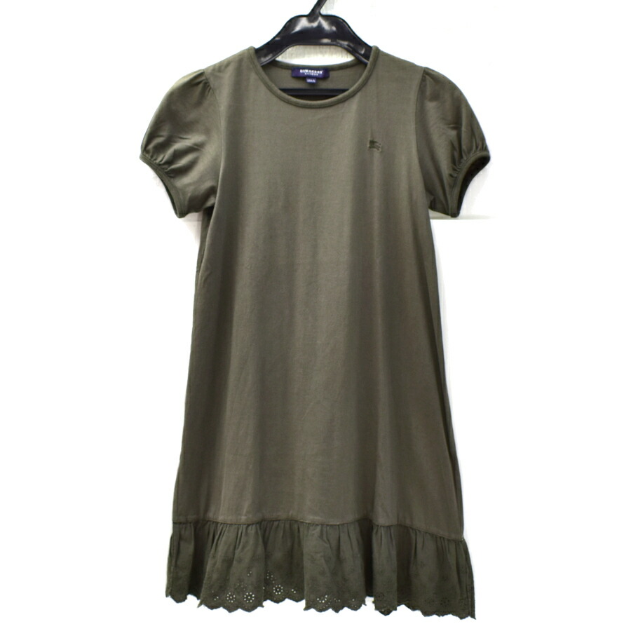 ワンピース 豪華 中古 バーバリーロンドン Tシャツワンピース London Burberry 三陽商会 サイズ130a コットン カーキ 半袖 キッズ Saharainstitute Co In