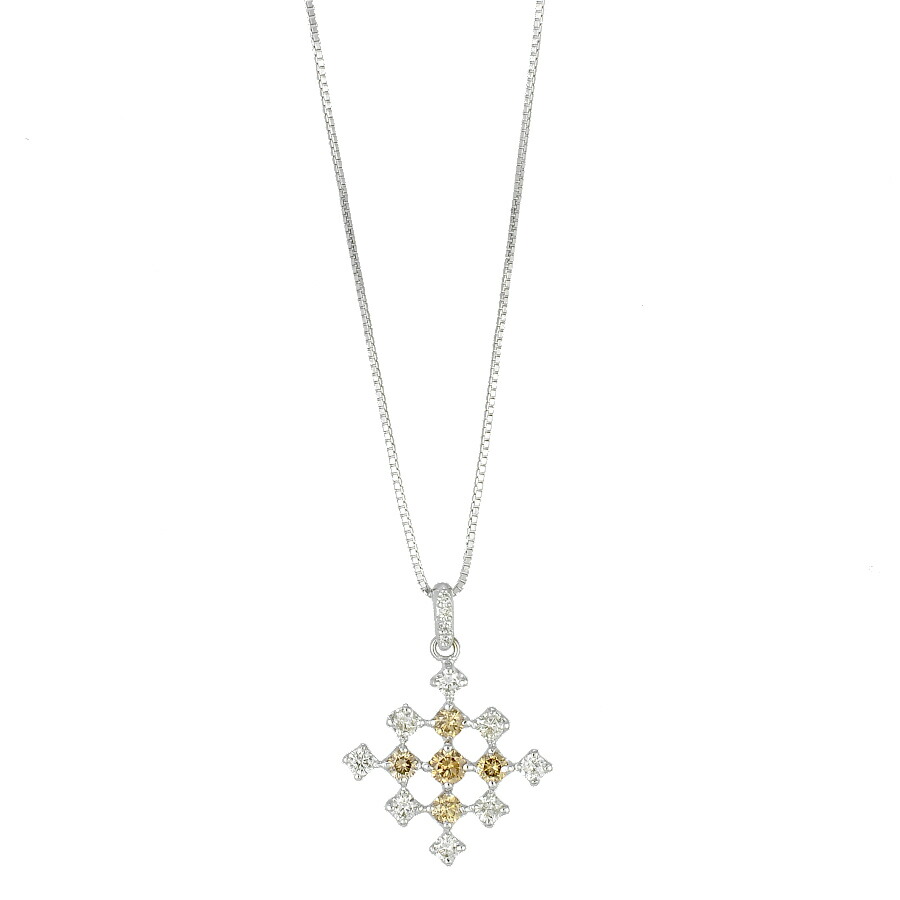 【中古】ペンダント K18ホワイトゴールド ダイヤモンド 1.0ct スクエア レディース ジュエリー [美品][送料無料]