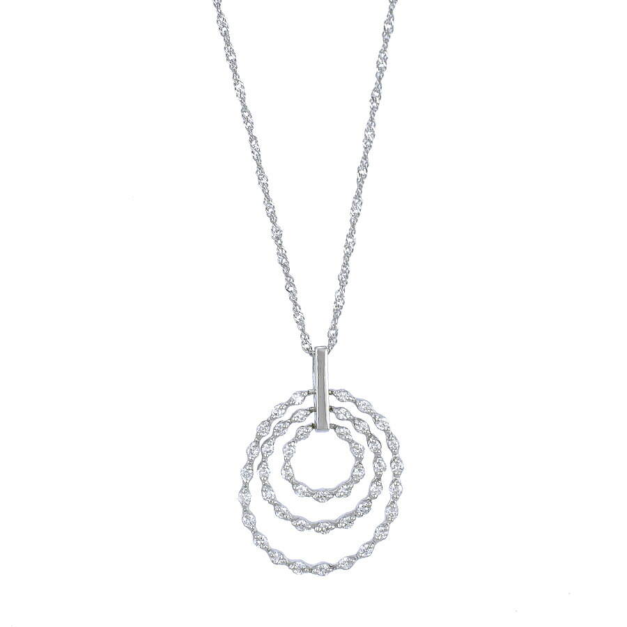 【中古】ペンダント Pt900 850 プラチナ ダイヤモンド 0.50ct 3連 サークル レディース ジュエリー [美品][送料無料]