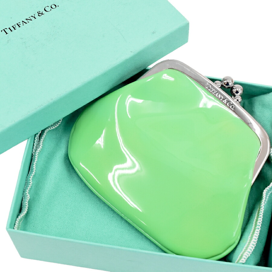 タイムセール 中古 ティファニー がま口 コインケース 小銭入れ パテントレザー ティファニーブルー Tiffanyco