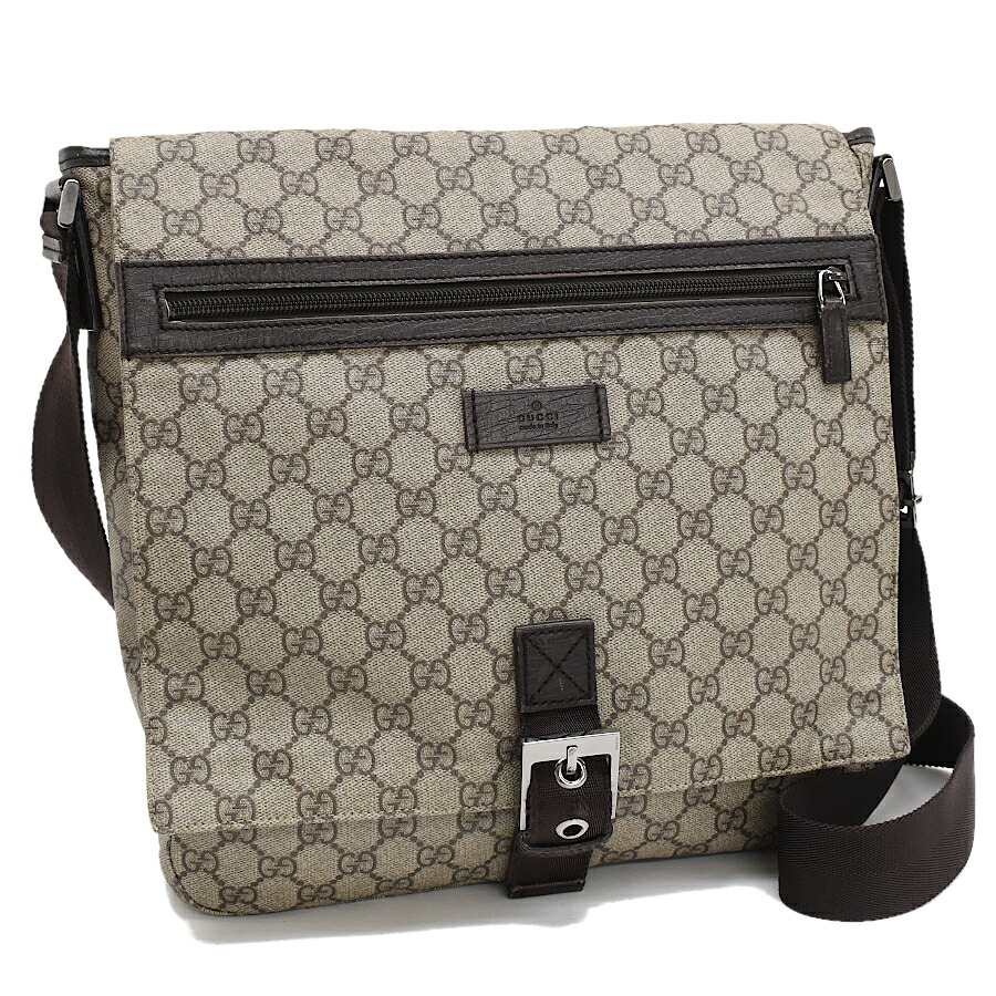 【中古】グッチ GGスプリーム メッセンジャー ショルダーバッグ 141194 ベージュ ダークブラウン GUCCI [送料無料]