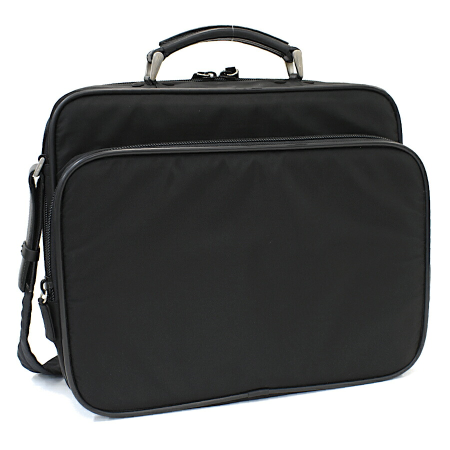 PRADA ブラック ナイロン ビジネスバッグ PRADA プラダ ロゴ金具 2WAY ビジネスバッグ ナイロン素材