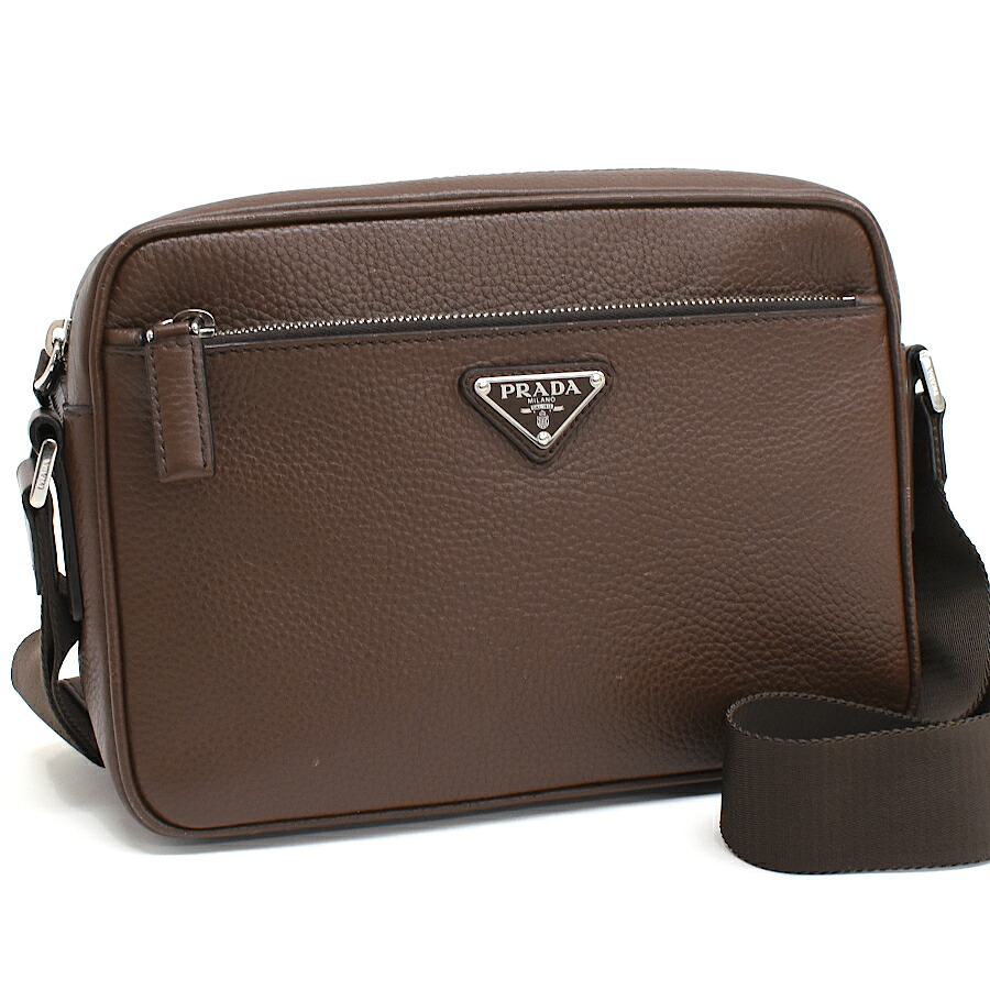 【中古】プラダ 差し交わす上半身 ショルダーバッグ なめし革 赤銅色 トライアングルロゴプレート PRADA[美品][貨物輸送無料]