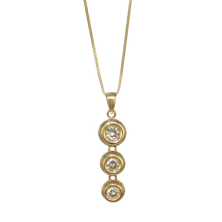 【中古】新品同様 ペンダント ネックレス K18イエローゴールド 3連 ダイヤモンド 0.50ct ジュエリー アクセサリー [美品][送料無料] 86,900円