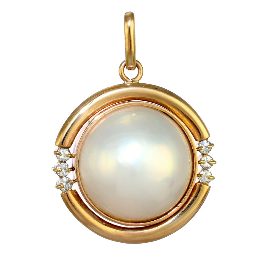 【中古】ペンダントトップ チャーム K18 イエローゴールド マベパール ダイヤモンド 0.10ct ジュエリー アクセサリー [送料無料]