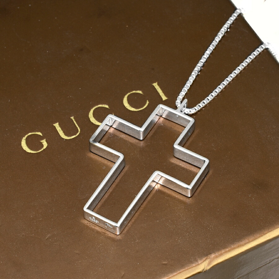 GUCCI グッチ　バンブー　クロス　ネックレス　ペンダント　十字架　シルバー バンブー グッチ クロス ペンダント ネックレス シルバー925