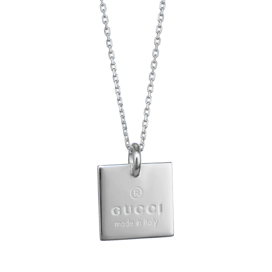 【中古】新品同様 グッチ トレードマーク スクエアプレート ペンダント ネックレス スターリングシルバー 925 ジュエリー GUCCI [美品][送料無料]