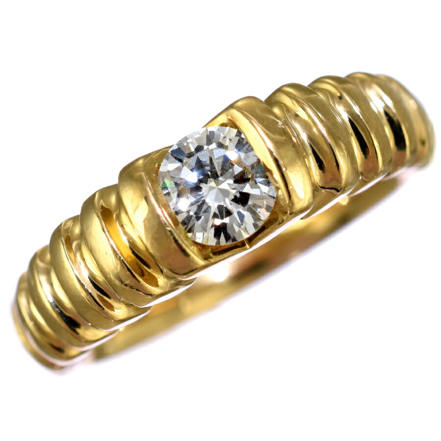 【中古】新品同様 リング 指輪 K18イエローゴールド ダイヤモンド 0.36ct 11号 ジュエリー アクセサリー [美品][送料無料]
